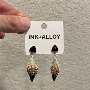INK+ALLOY Black and Gold Beaded Drop Earrings